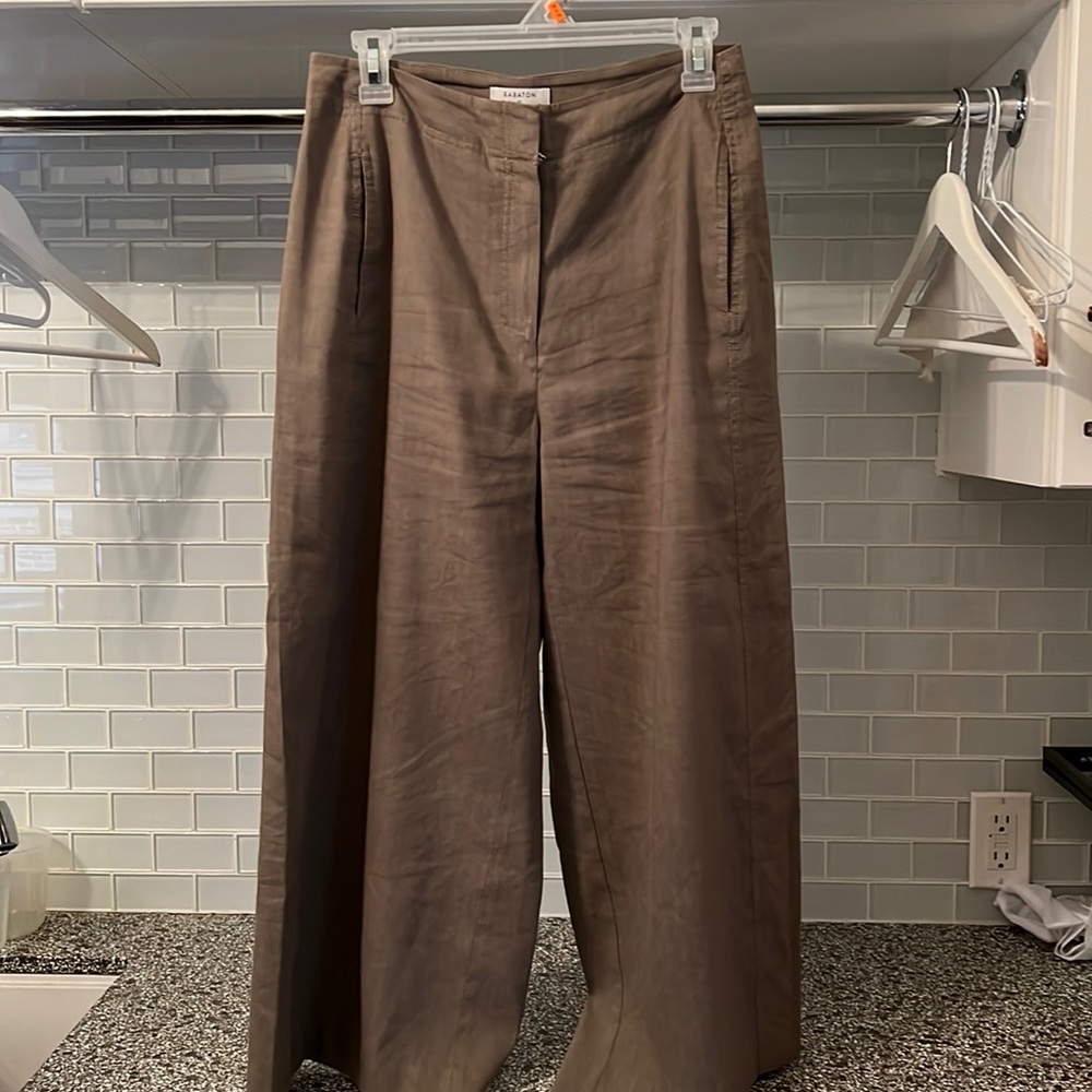 Babaton linen wide crop pants